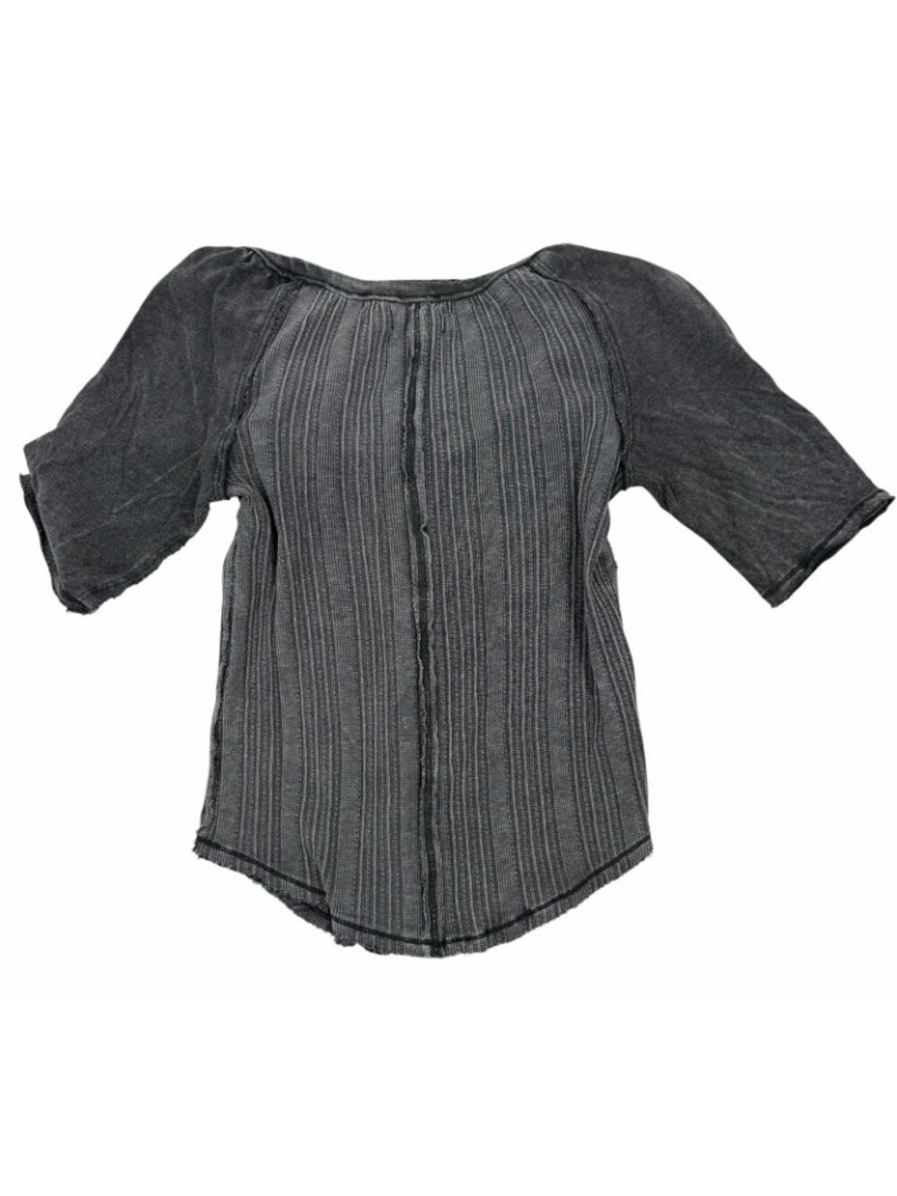 FREE PEOPLE Women's Faded Black Short Sleeve Snap Front Short Sleeve Shirt XS - Picture 5 of 5